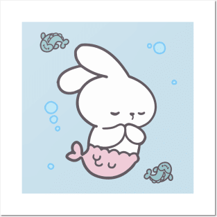 Dive into Dreamland: The Slumbering Cute Mer-Bunny Posters and Art